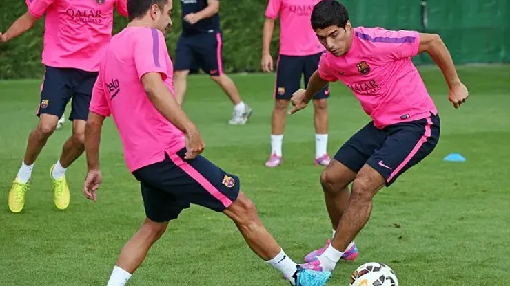BARCELONA,SPAIN – AUGUST 20: Luis Suarez of Barcelona in action during a training session at the Ciutat Esportiva on August 20, 2014 in Barcelona,Spain. (Photo by Miguel Ruiz/FC Barcelona via Getty Images)
