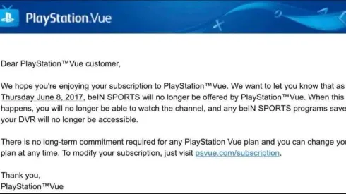 PlayStation Vue loses beIN SPORTS and beIN SPORTS en Español