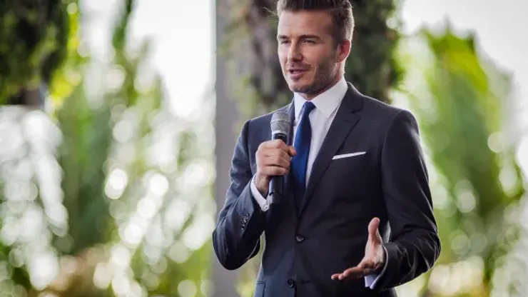 David Beckham announcing a MLS team being brought to Miami.
