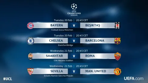 Champions League and Europa League games: Feb 2018