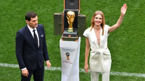 World Cup trophy displayed at Moscow's Luzhniki as ceremony begins