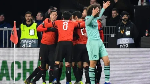 Rennes fight back to stun 10-man Arsenal in Europa League