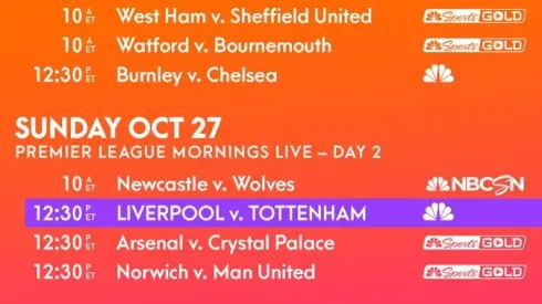 Liverpool vs. Spurs on US TV: Oct. 26, 2019