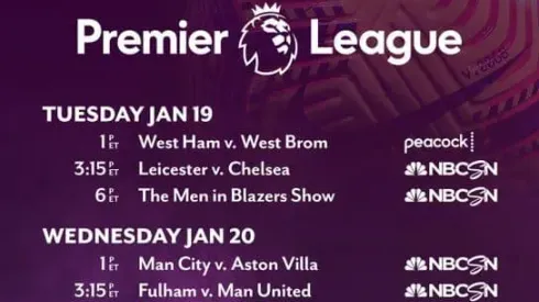EPL commentator assignments on NBC, Gameweek 19 midweek