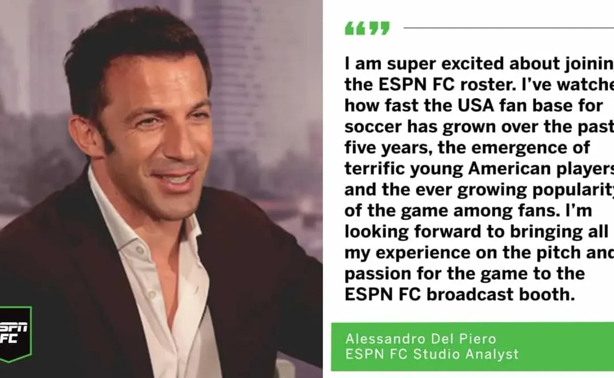 Alessandro Del Piero joins ESPN as studio analyst