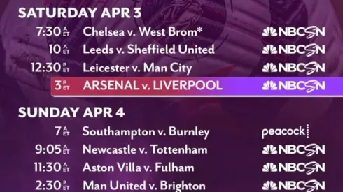 EPL commentator assignments on NBC Sports, gameweek 30