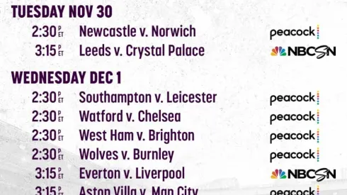 EPL Commentators on NBC: Nov. 30 through Dec. 2