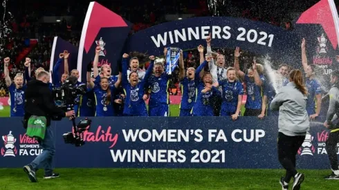 Chelsea women lift FA Cup to complete treble
