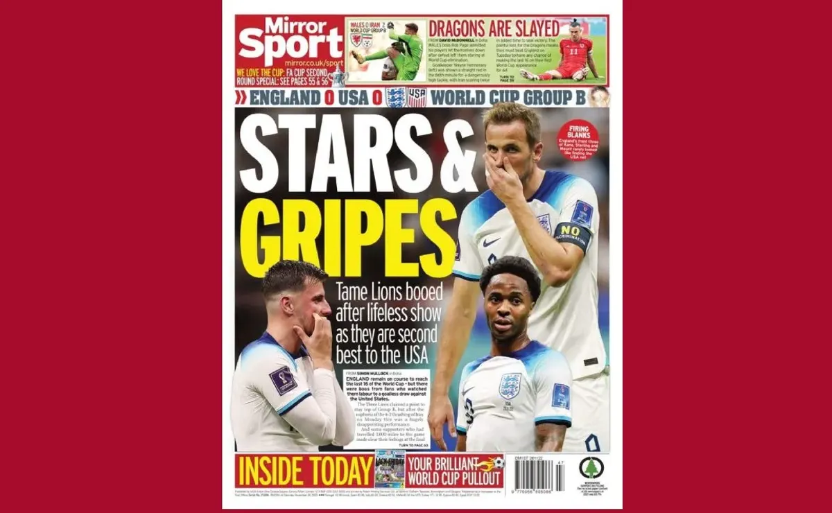 Newspaper headlines after US-England draw: "Stars and Gripes"