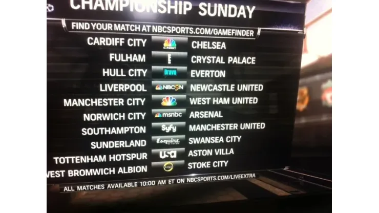 Schedule for Championship Sunday