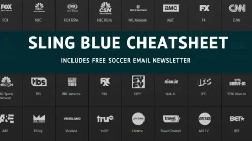 Sling Blue cheatsheet for cord cutters and soccer fans