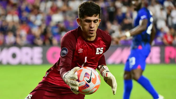 Mario Gonzalez #1 of El Salvador makes a stop.