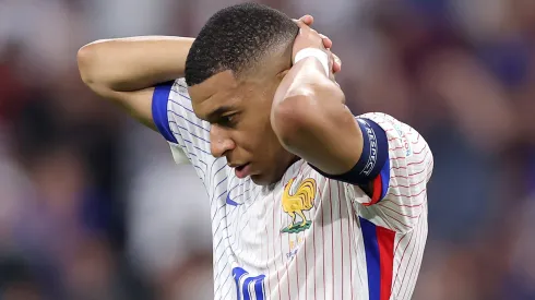 Kylian Mbappe of France reacts after a missed chance during the UEFA EURO 2024 Semi-Final match between Spain and France at Munich Football Arena on July 09, 2024 in Munich, Germany