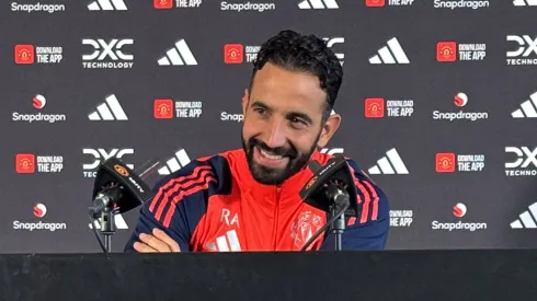 Manchester United manager Ruben Amorim during a press conference at Carrington Training Ground, Manchester.