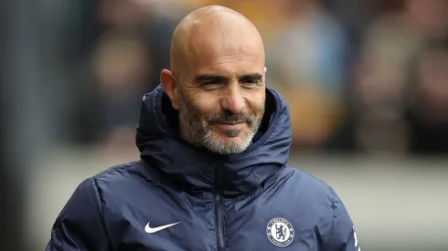 Enzo Maresca, the Chelsea manager looks on during the Premier League match between Wolverhampton Wanderers FC and Chelsea FC at Molineux on August 25, 2024 in Wolverhampton, England.
