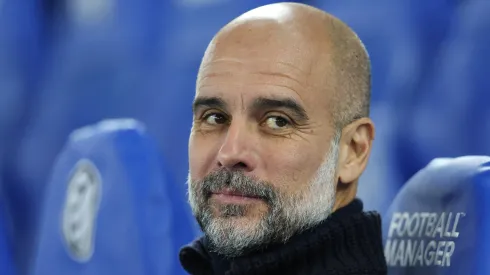 Pep Guardiola, head coach of Manchester City during the Premier League match at the AMEX Stadium, Brighton and Hove.