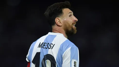 Lionel Messi of Argentina reacts during the South American FIFA World Cup 2026 Qualifier match between Argentina and Peru at Estadio Alberto J. Armando on November 19, 2024 in Buenos Aires, Argentina.