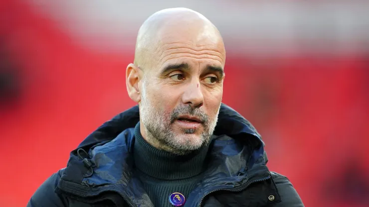 Manchester City manager Pep Guardiola during the Premier League match at Anfield, Liverpool.