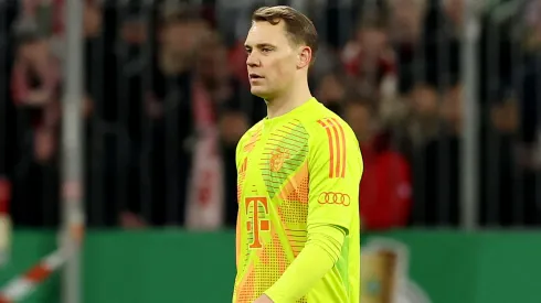 Manuel Neuer of Bayern Munich is substituted during the DFB Cup round of 16 match between FC Bayern München and Bayer 04 Leverkusen at Allianz Arena on December 03, 2024 in Munich, Germany.