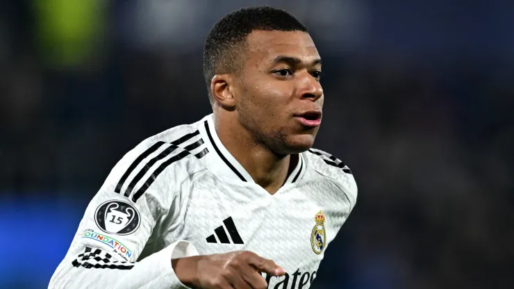 Real Madrid Kylian Mbappe celebrating a goal against Atalanta in Matchday 6 to the 2024-25 UEFA Champions League.