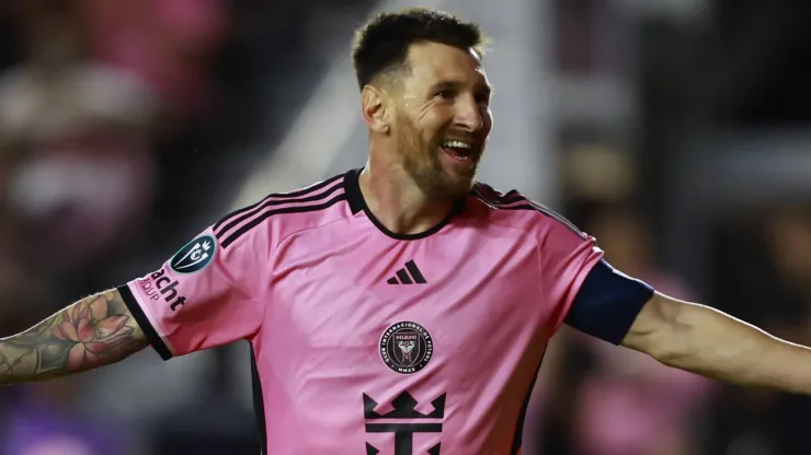 Lionel Messi celebrates his goal 2-0 of Inter Miami during the round of 16 second leg match between Inter Miami and Nashville as part of the CONCACAF Champions Cup 2024, at Chase Stadium on March 13, 2024 in Fort Lauderdale, Miami, United States.