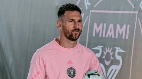 Inter Miami star player Messi, before the match between Inter Miami x DC United, valid for the 14th round of MLS, held at Chase Stadium, in Florida.