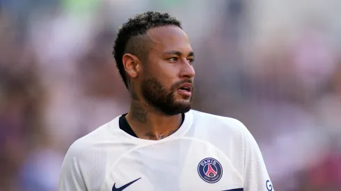 Neymar Junior of PSG reacts during soccer pre-season friendly match between Jeonbuk Hyundai Motors and PSG Paris-Saint-Germain FC at the Busan Asiad Main Stadium in Busan, South Korea, in Busan, South Korea, 03 August 2023.