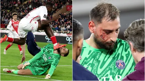 MONACO AS MONACO vs PARIS SAINT GERMAIN - 16th day of the French championship 2024 2025 Paris player Donnaruma injury after having been hit by Singo during match.