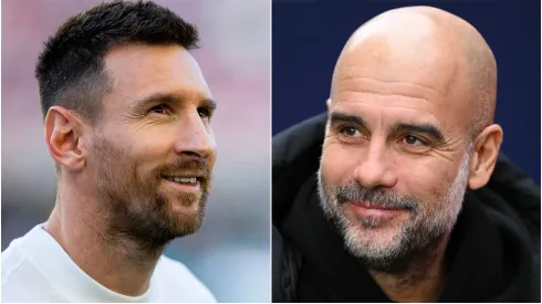Lionel Messi (left) and Pep Guardiola (right)