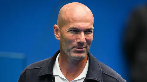 Former French football player Zinedine ZIDANE during the presentation of Kylian MBAPPE as new player of Real Madrid CF at Santiago Bernabeu Stadium on July 16, 2024 in Madrid, Spain.