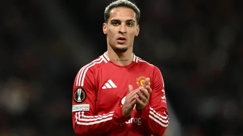 Antony of Manchester United during the UEFA Europa League 2024/25 League Phase MD5 match between Manchester United and FK Bodo/Glimt at Old Trafford on November 28, 2024 in Manchester, England.