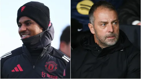 Marcus Rashford (left) and Hansi Flick (right)