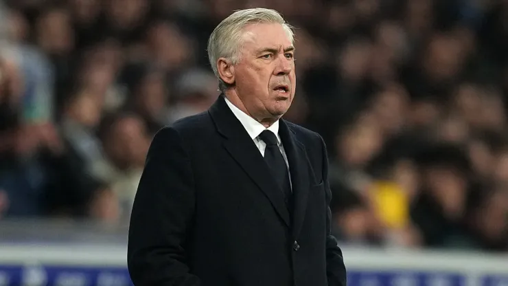 Carlo Ancelotti, Head Coach of Real Madrid, looks on during the LaLiga match between RCD Espanyol de Barcelona and Real Madrid CF at RCDE Stadium on February 01, 2025 in Barcelona, Spain.