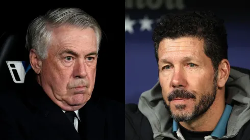 (L) Carlo Ancelotti, Head Coach of Real Madrid, and (R) Diego Simeone, Head Coach of Atletico de Madrid.