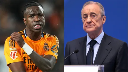 Vinicius (left) and Florentino Perez (right)