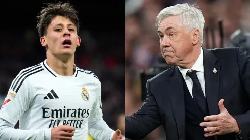 Arda Guler of Real Madrid, and Carlo Ancelotti, Head Coach of Real Madrid.