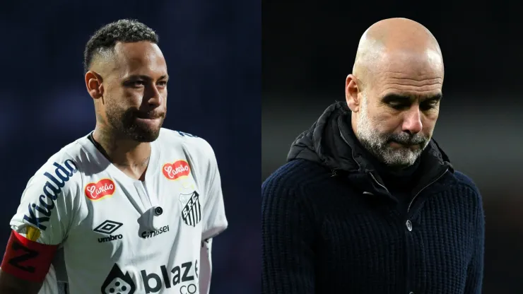 Neymar of Santos, and Pep Guardiola, Manager of Manchester City.