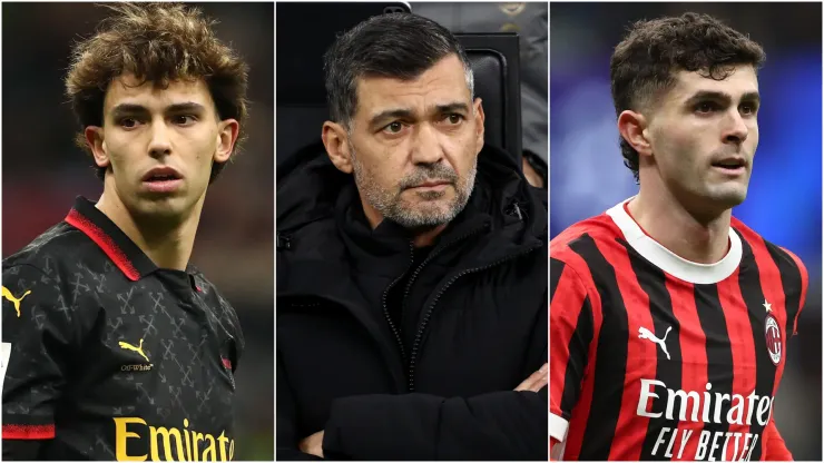 Joao Felix (left), Sergio Conceicao (center), and Christian Pulisic (right)