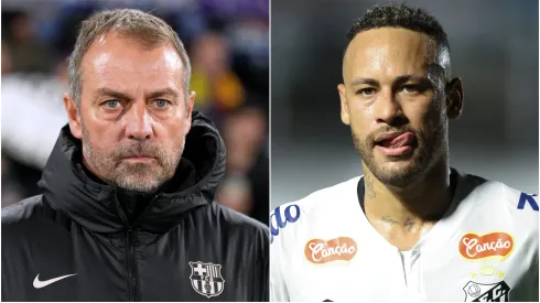 Hansi Flick 9left) and Neymar (right)