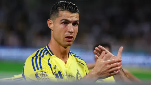 Cristiano Ronaldo of Al Nassr looks on during the Saudi Pro League match between Al Wehda v Al Nassr at King Abdulaziz Sports City on February 25, 2025 in Mecca, Saudi Arabia.