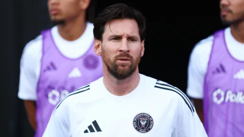 Lionel Messi #10 of Inter Miami CF looks on prior to the MLS match between Inter Miami CF and Charlotte FC at Chase Stadium on March 09, 2025 in Fort Lauderdale, Florida.