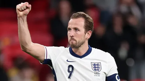 Harry Kane of England celebrates victory following the FIFA World Cup 2026 European Qualifier between England and Albania at Wembley Stadium on March 21, 2025 in London, England.