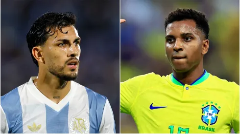 Leandro Paredes of Argentina and Rodrygo of Brazil.