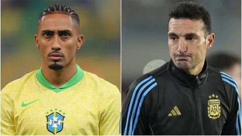 Raphinha (left) and Lionel Scaloni (right)
