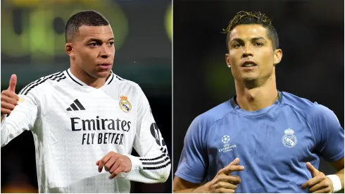 Kylian Mbappe (L) and Cristiano Ronaldo (R) of Real Madrid.