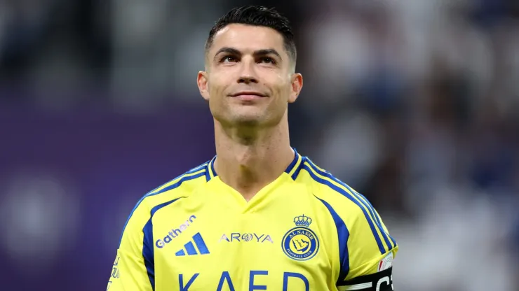 Cristiano Ronaldo of Al Nassr looks on prior to the Saudi Pro League match between Al Hilal v Al Nassr in the Kingdom Arena on April 04, 2025 in Riyadh, Saudi Arabia.