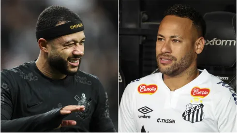 Memphis Depay (L) of Corinthians and Neymar (R) of Santos.