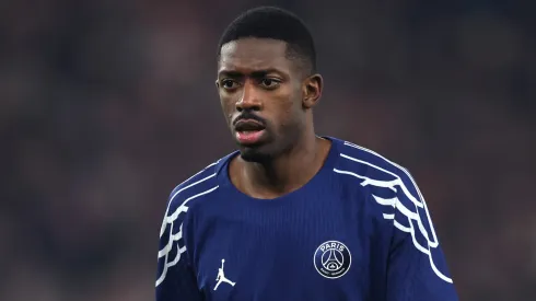 Ousmane Dembele of Paris Saint-Germain reacts during the UEFA Champions League 2024/25 League Phase MD8 match between VfB Stuttgart and Paris Saint-Germain at Stuttgart Arena on January 29, 2025 in Stuttgart, Germany.