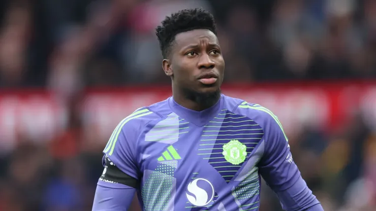 Andre Onana of Manchester United during the Premier League match between Manchester United FC and Crystal Palace FC at Old Trafford on February 02, 2025 in Manchester, England.