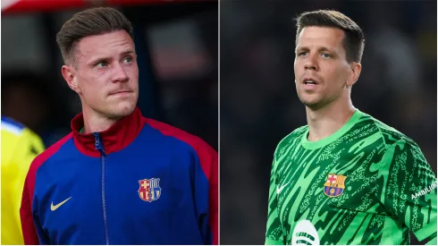 Marc Andre Ter Stegen (L) and Wojciech Szczesny (R) of FC Barcelona.